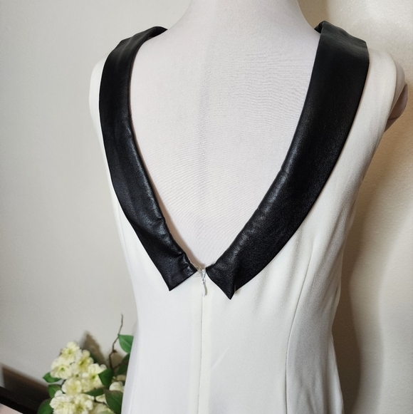 NEW Alexia Admor White Leather Band Collar Shift Dress Sleeveless Summer Luxury - Picture 11 of 13